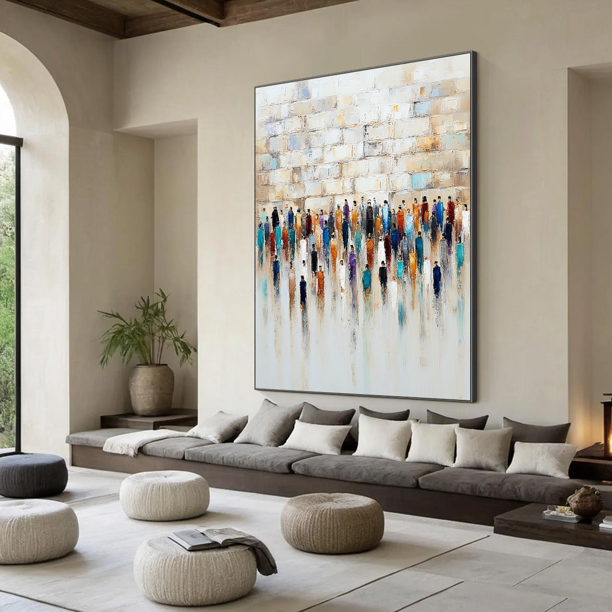 CONVERGENCE: Textured Abstract Figurative Painting of People Gathering