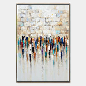 CONVERGENCE: Textured Abstract Figurative Painting of People Gathering