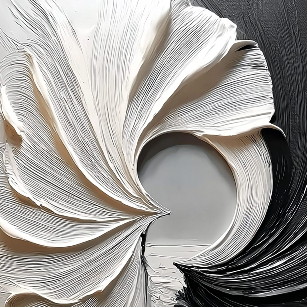 CONVERGENCE: Textured Black and White Abstract Impasto Painting