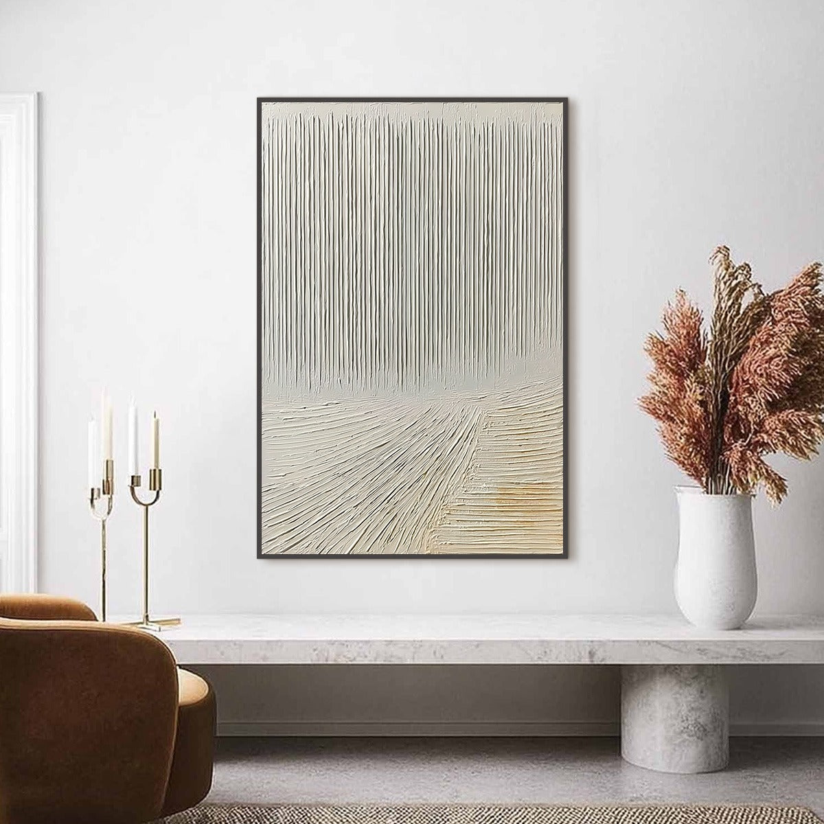 CONVERGENCE: Textured Minimalist Wabi Sabi Abstract Painting in White