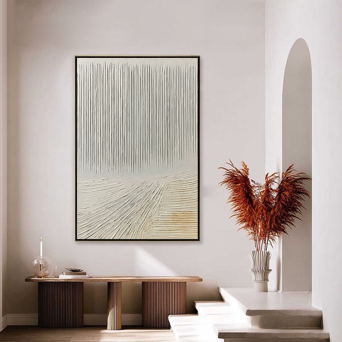 CONVERGENCE: Textured Minimalist Wabi Sabi Abstract Painting in White