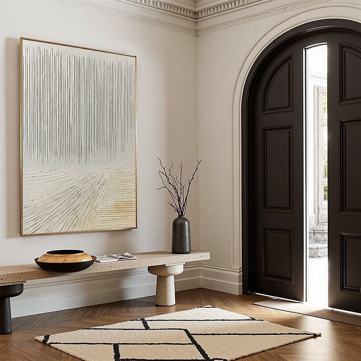 CONVERGENCE: Textured Minimalist Wabi Sabi Abstract Painting in White