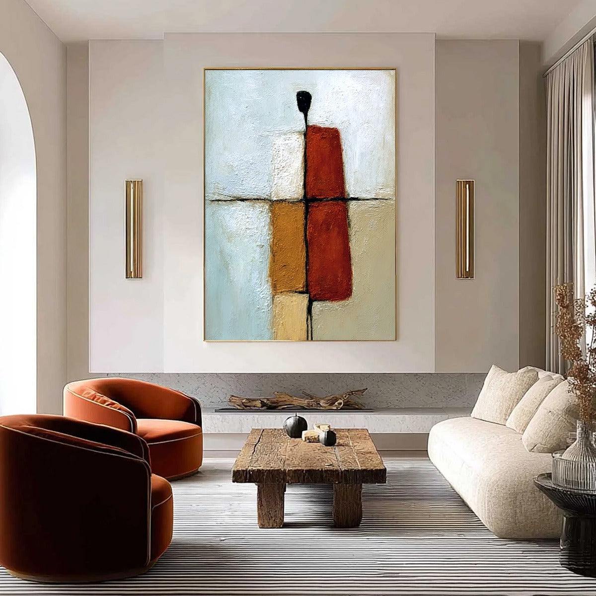 CONVERGENCE: Vertical Abstract Figurative Textured Oil Painting