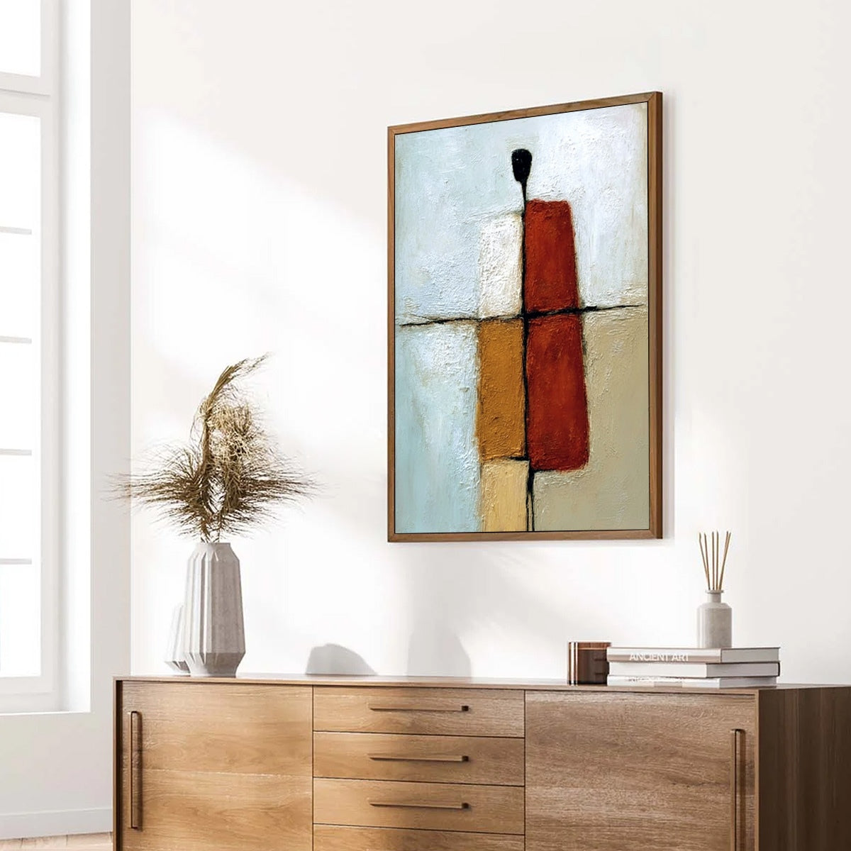 CONVERGENCE: Vertical Abstract Figurative Textured Oil Painting