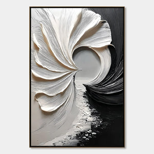 CONVERGENCE: Textured Black and White Abstract Impasto Painting