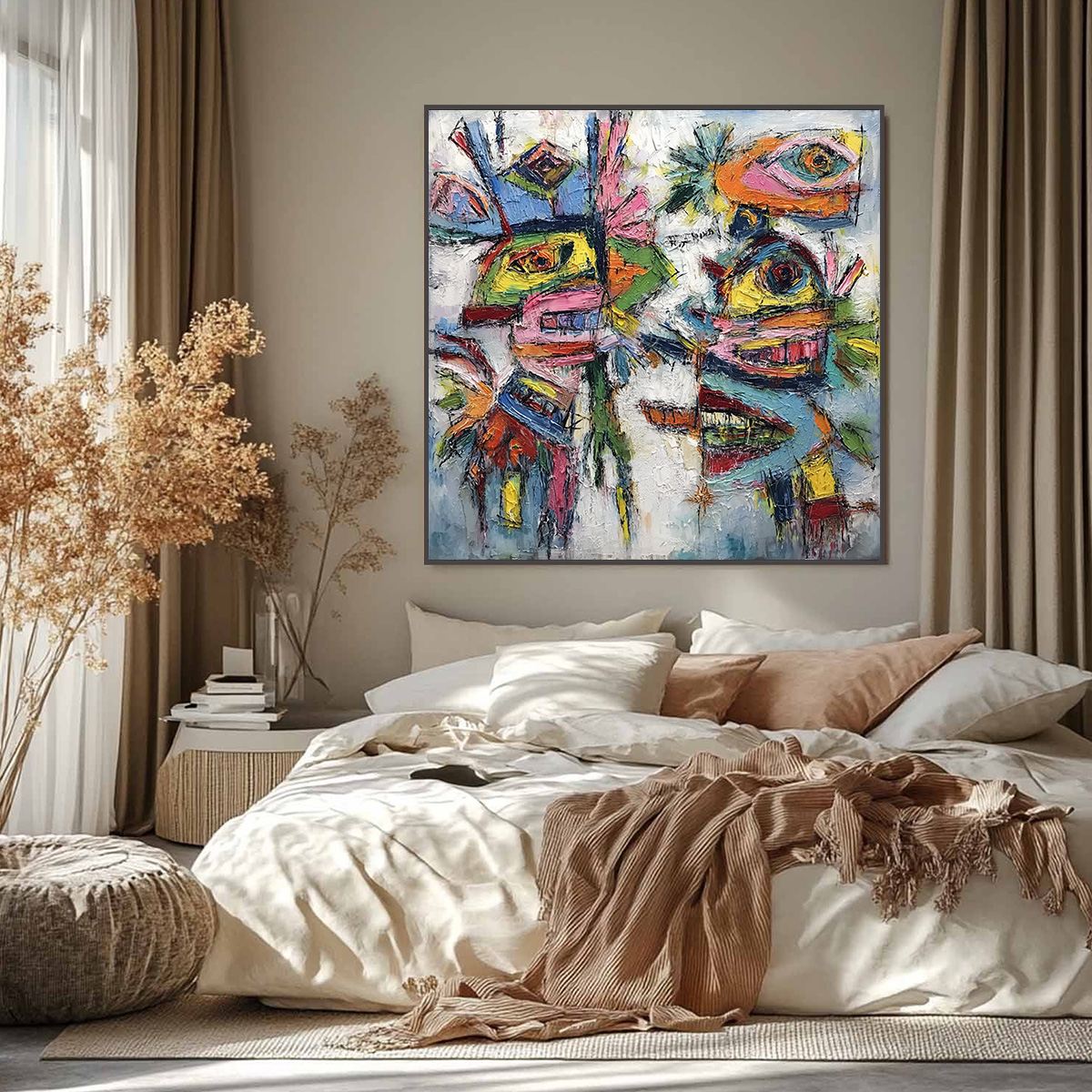 CONVERSATION PIECES: Vibrant Textured Abstract Figurative Painting