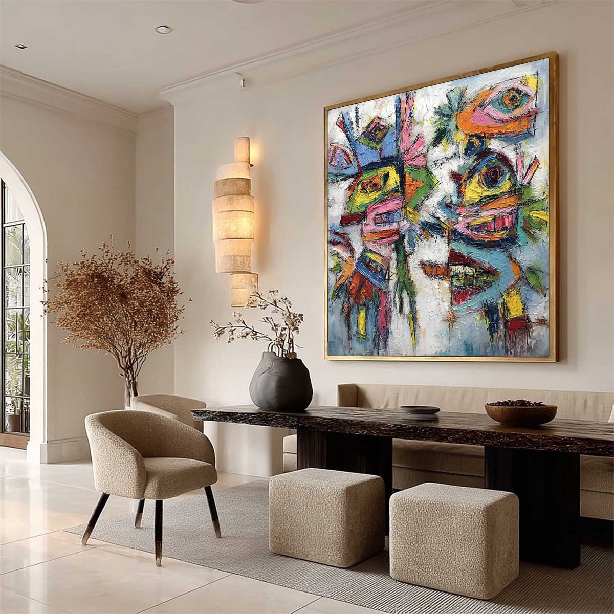 CONVERSATION PIECES: Vibrant Textured Abstract Figurative Painting