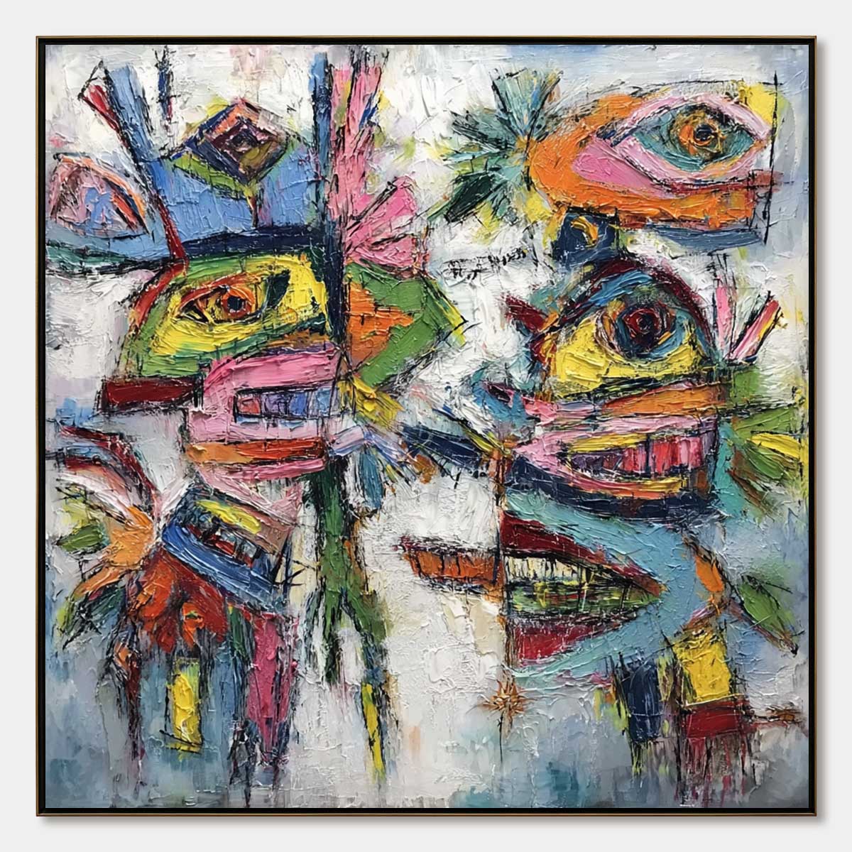 CONVERSATION PIECES: Vibrant Textured Abstract Figurative Painting