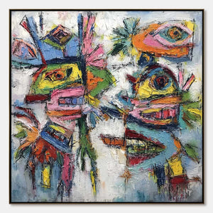 CONVERSATION PIECES: Vibrant Textured Abstract Figurative Painting