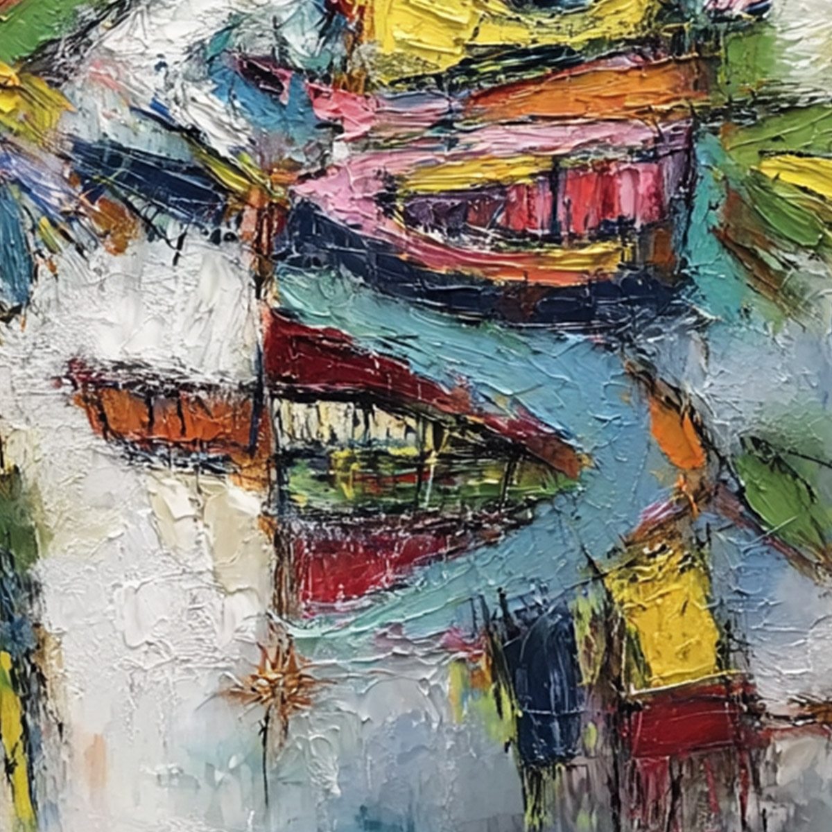 CONVERSATION PIECES: Vibrant Textured Abstract Figurative Painting