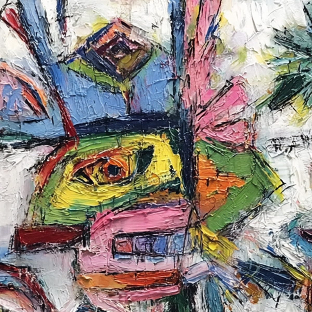 CONVERSATION PIECES: Vibrant Textured Abstract Figurative Painting