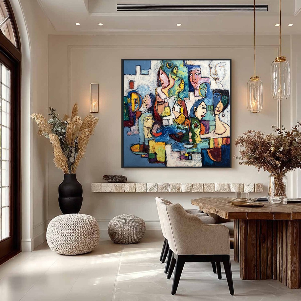 CONVERSATIONS: Colorful Abstract Figurative People Painting