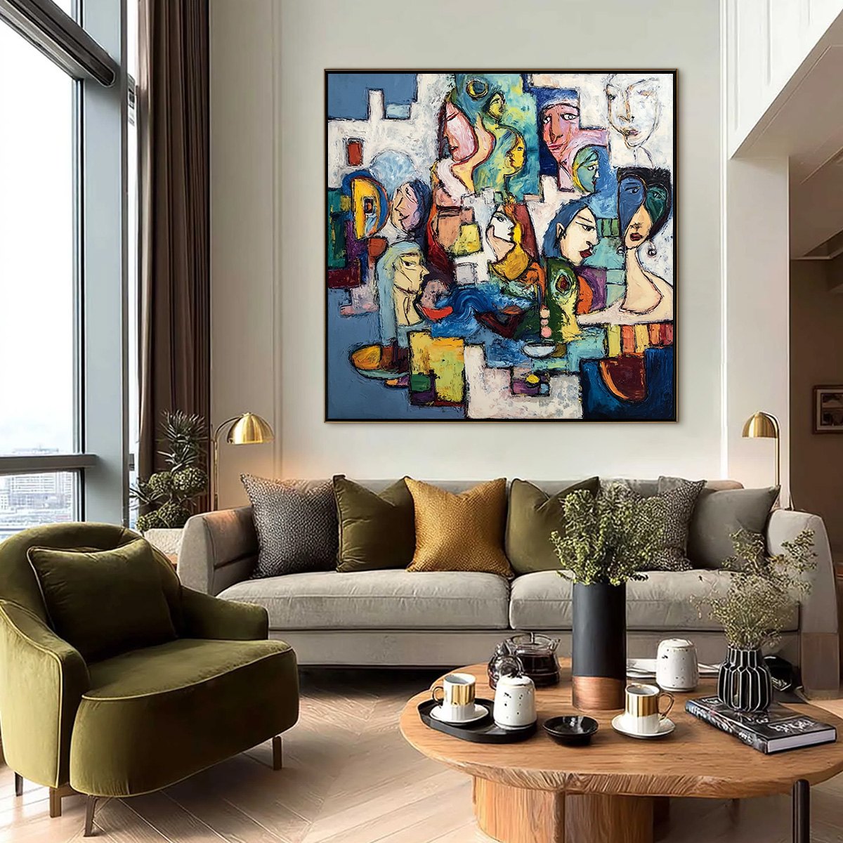 CONVERSATIONS: Colorful Abstract Figurative People Painting