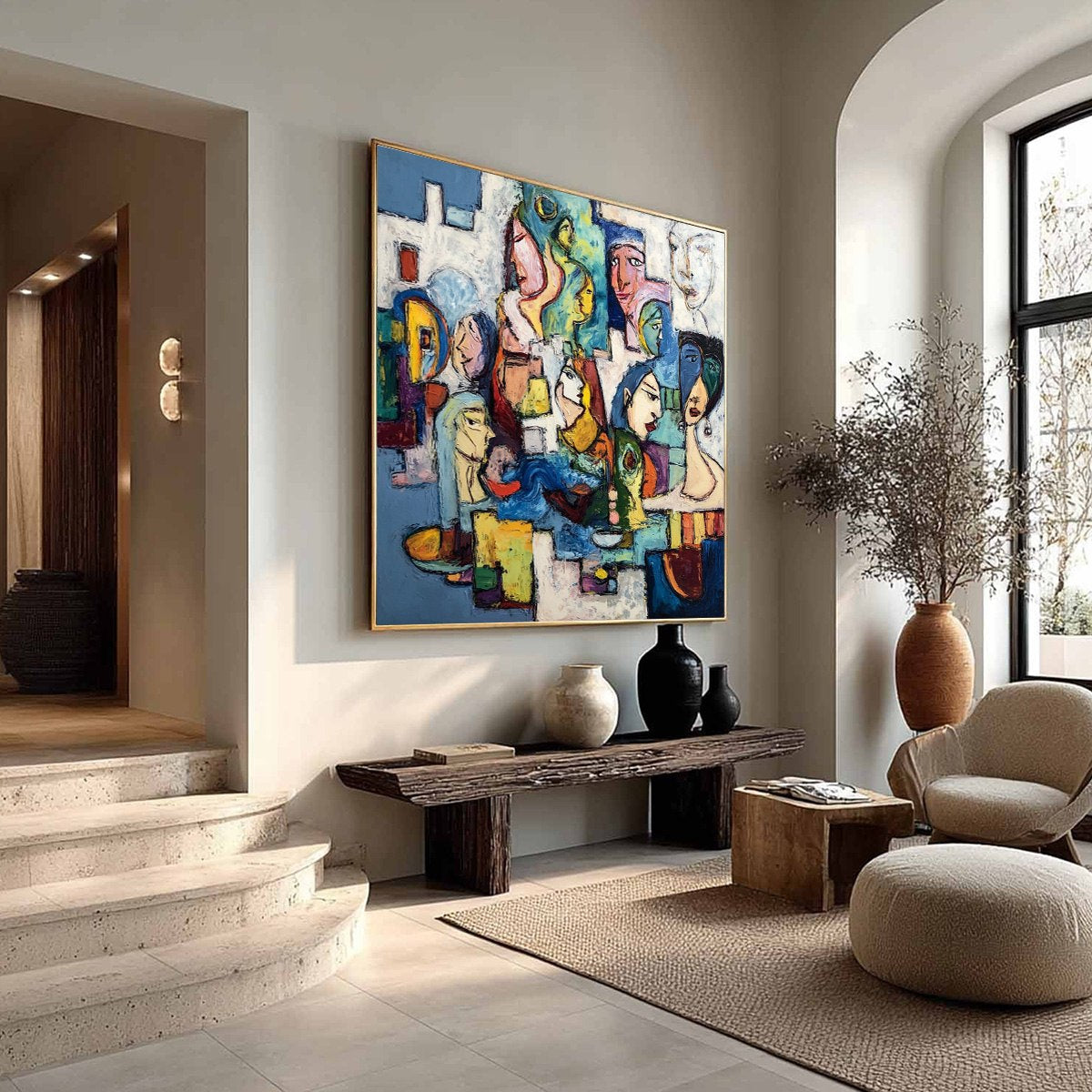 CONVERSATIONS: Colorful Abstract Figurative People Painting