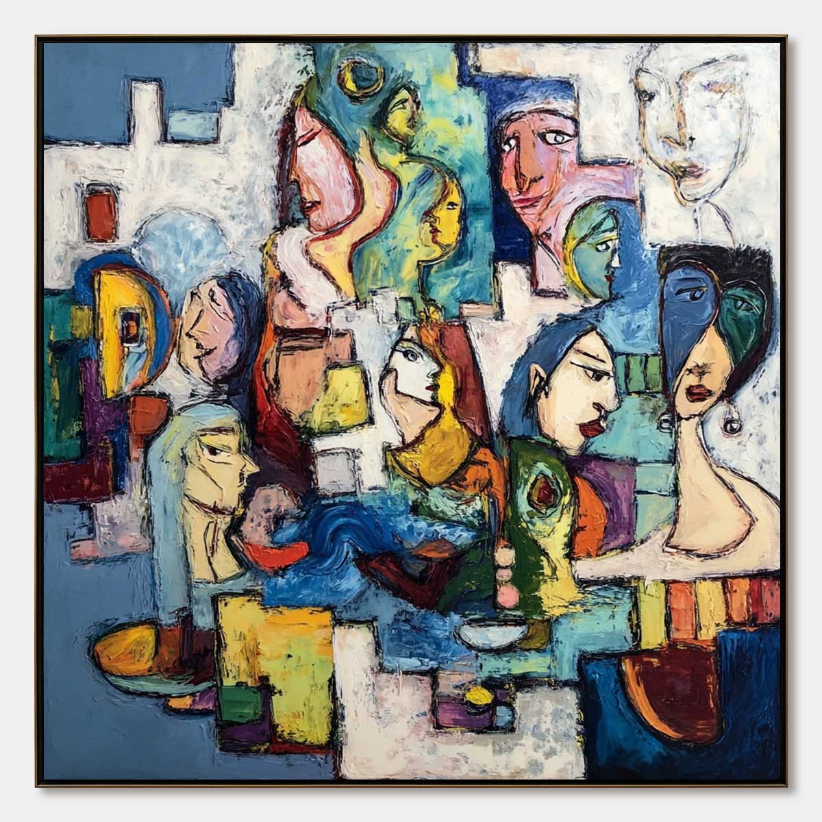 CONVERSATIONS: Colorful Abstract Figurative People Painting