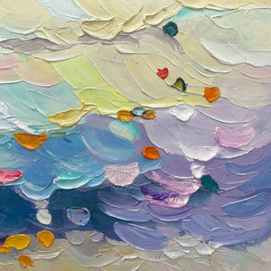 Ready to Ship ｜ CORAL DREAM: Textured Abstract Seascape Oil Painting