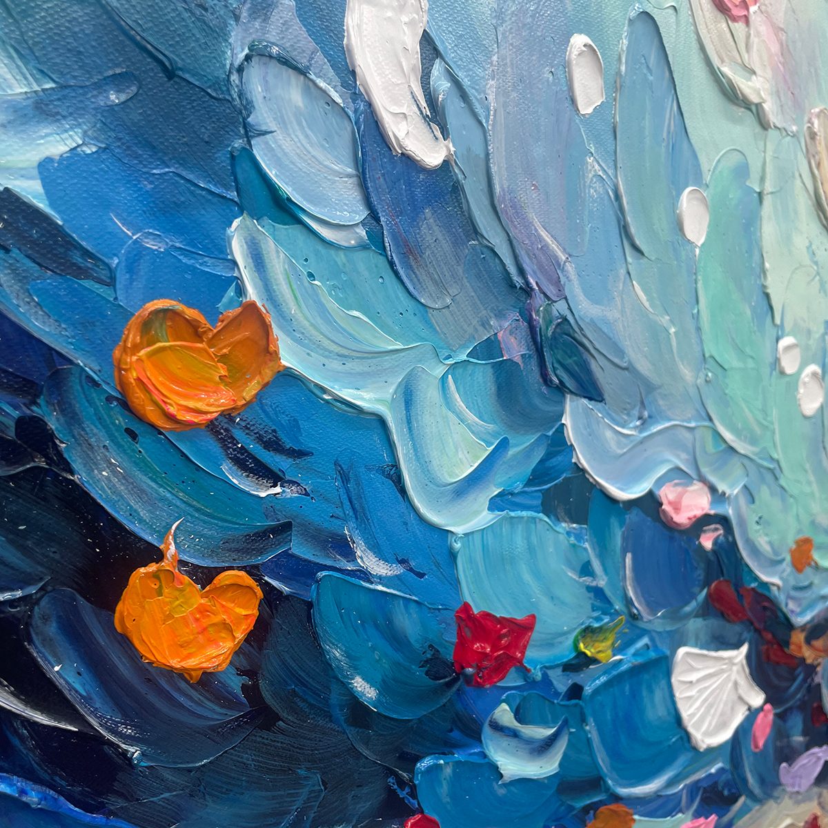 Ready to Ship ｜ CORAL DREAM: Textured Abstract Seascape Oil Painting