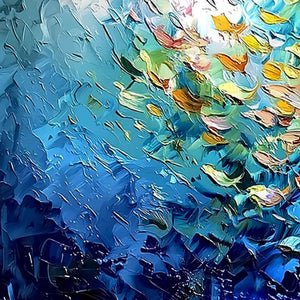 CORAL RUSH: Textured Impasto Painting of a Vibrant School of Fish