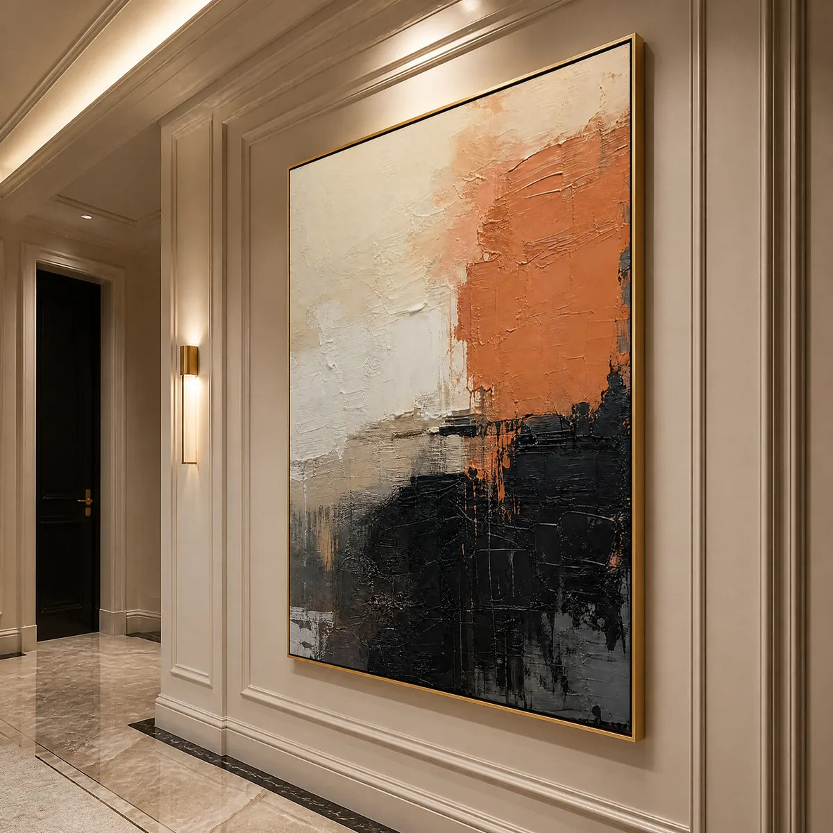 CORAL SHADOW: Coral Black Neutral Abstract