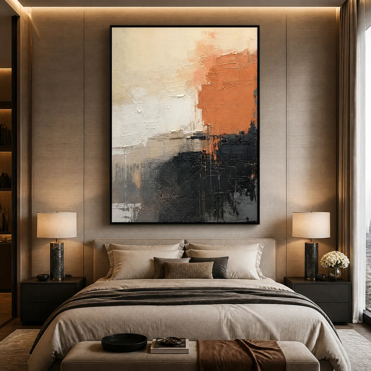 CORAL SHADOW: Coral Black Neutral Abstract