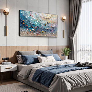 Coral Dream: Textured Abstract Seascape Oil Painting Canvas Wall Art Decor