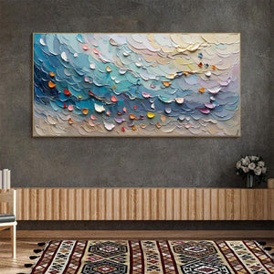 Coral Dream: Textured Abstract Seascape Oil Painting Canvas Wall Art Decor