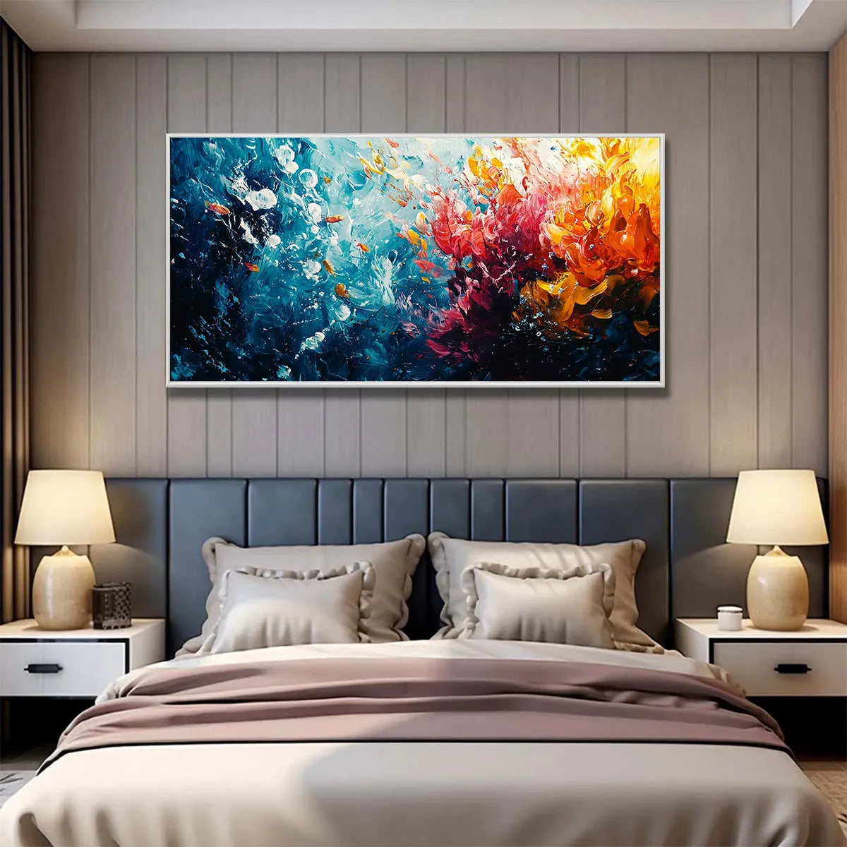 Abstract Seascape Oil Painting in Vibrant Colors