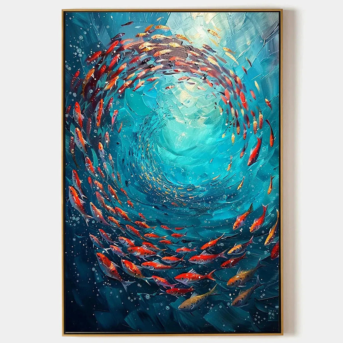 Vertical Fish Painting, Colorful, Ocean