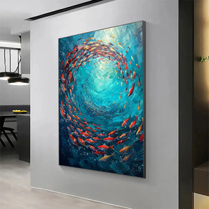 Vertical Fish Painting, Colorful, Ocean