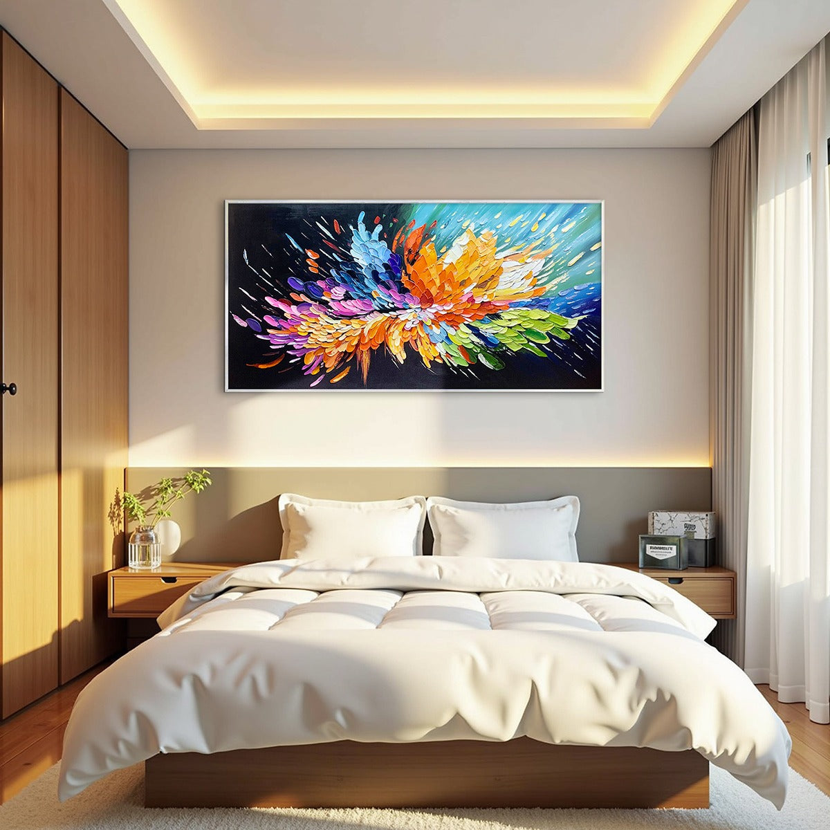 Cosmic Burst: Original Impasto Abstract Oil Painting - Vibrant Textured Wall Art