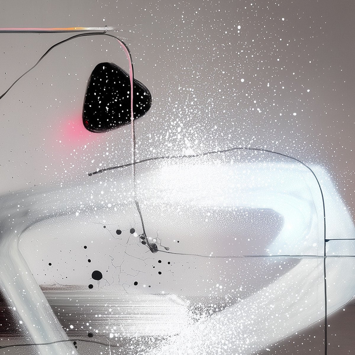 COSMIC DRIFT: Abstract Minimalist Oil Painting on Grey