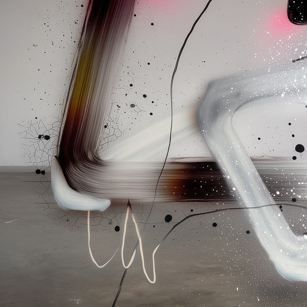 COSMIC DRIFT: Abstract Minimalist Oil Painting on Grey