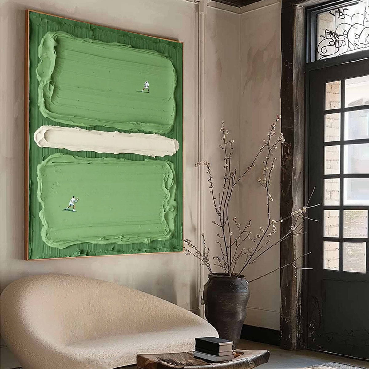 COURT RHYTHM: Textured Sports Impasto Oil Painting