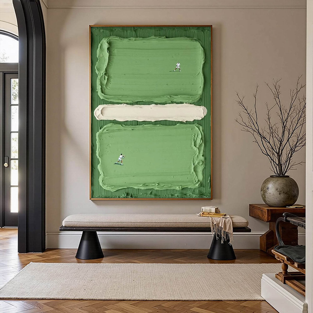 COURT RHYTHM: Textured Sports Impasto Oil Painting