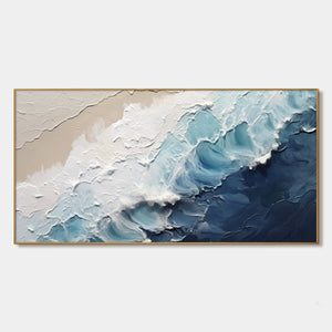 Crashing Waves: Original Textured Coastal Seascape Oil Painting - Ocean Wave Wall Art