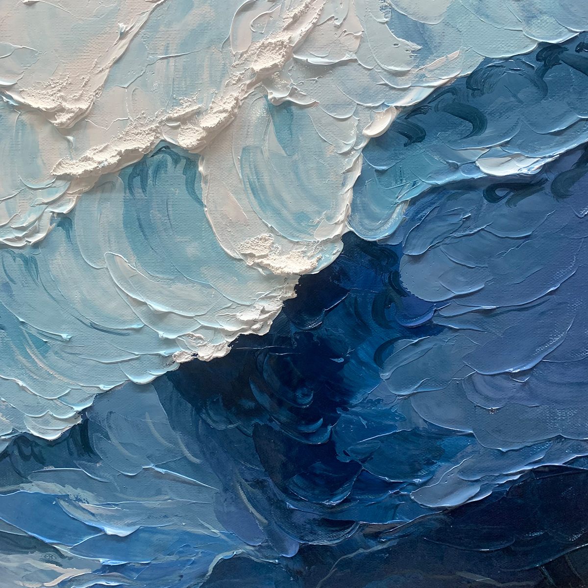 CRASHING WAVES: Textured Coastal Seascape Oil Painting