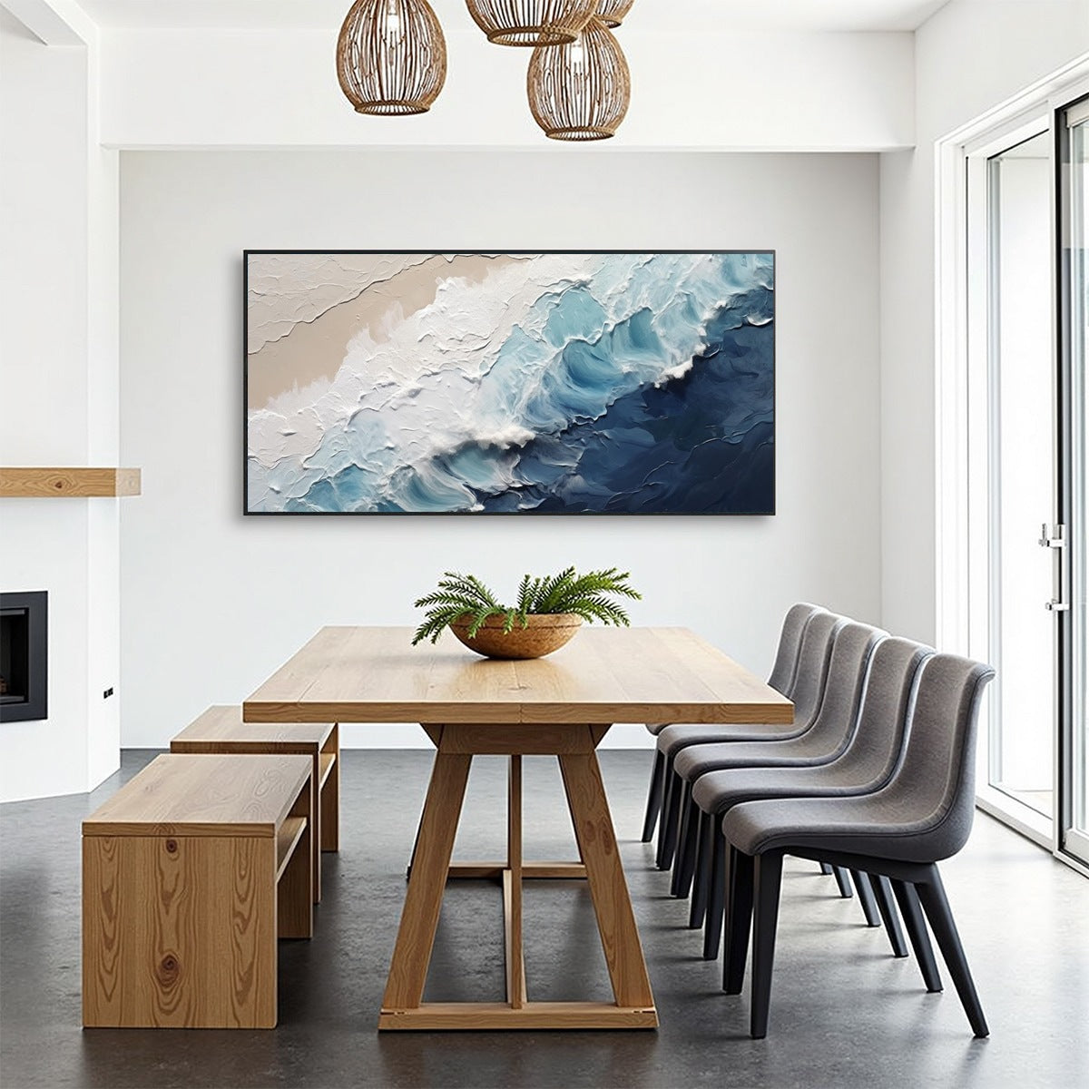 CRASHING WAVES: Textured Coastal Seascape Oil Painting