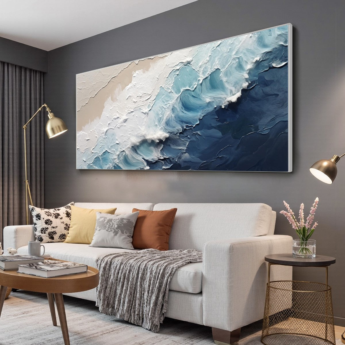 CRASHING WAVES: Textured Coastal Seascape Oil Painting