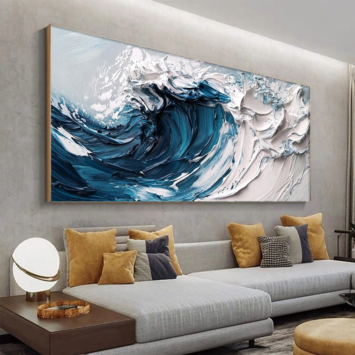 CRASHING WAVE: Textured Impasto Ocean Wave Oil Painting