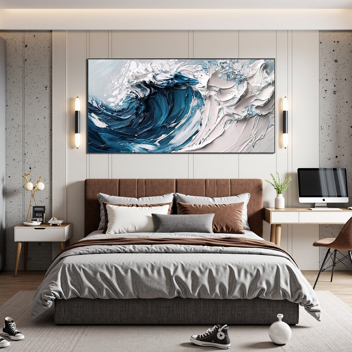 CRASHING WAVE: Textured Impasto Ocean Wave Oil Painting