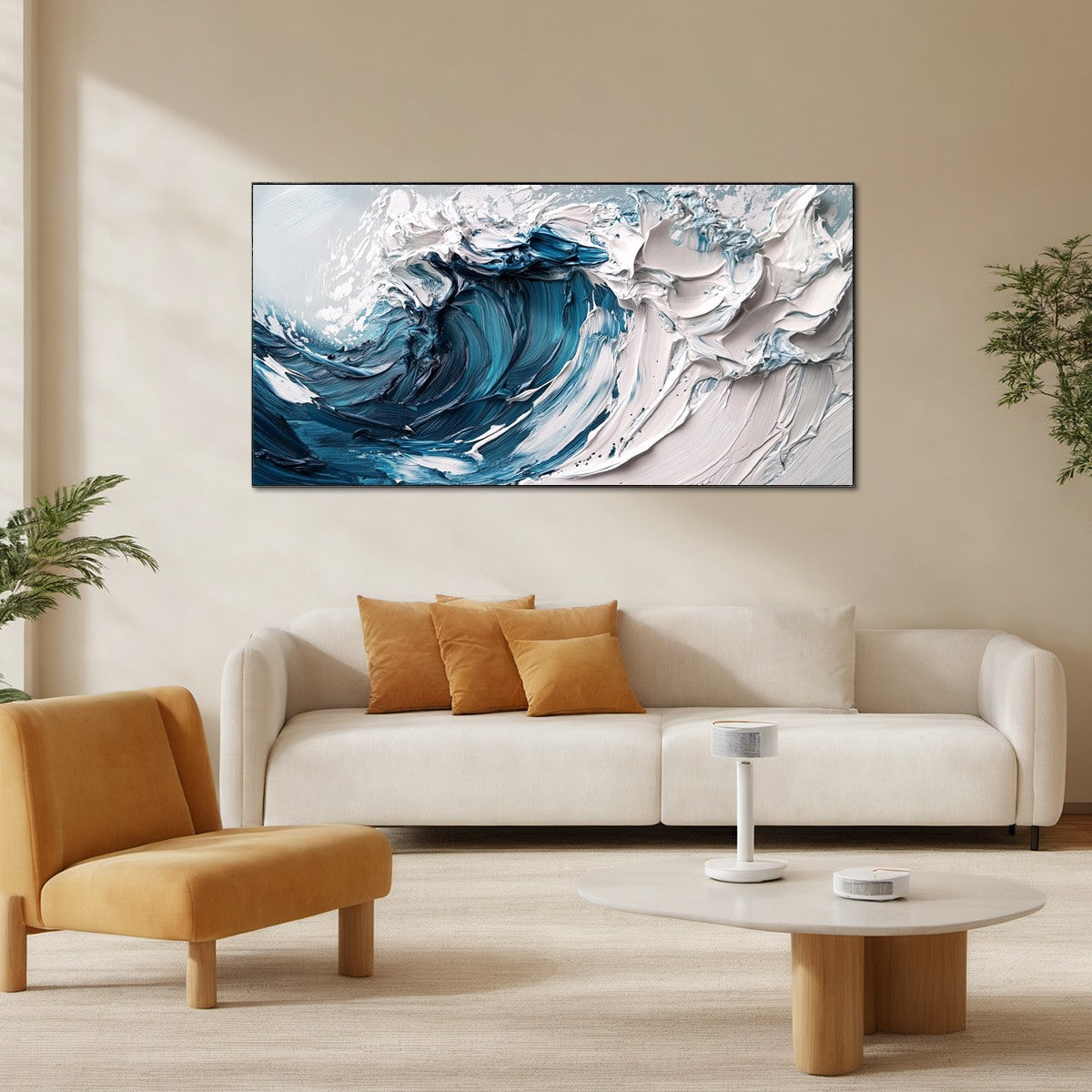 CRASHING WAVE: Textured Impasto Ocean Wave Oil Painting