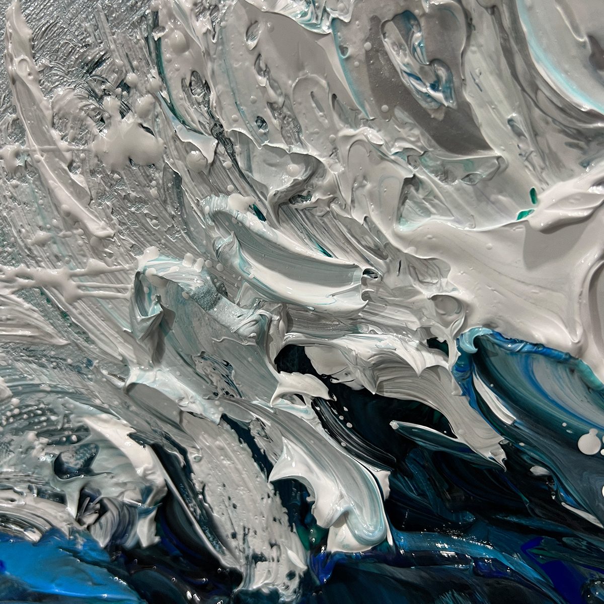 CRASHING WAVE: Textured Impasto Ocean Wave Oil Painting