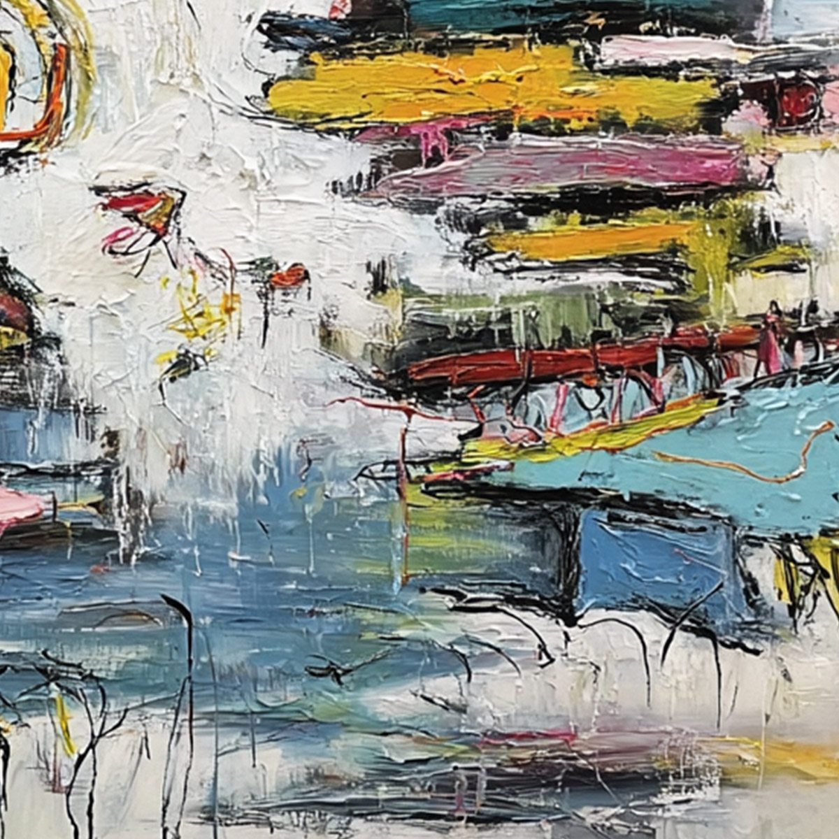 CREATURE CARNIVAL: Colorful Abstract Impasto Painting with Whimsical Figures