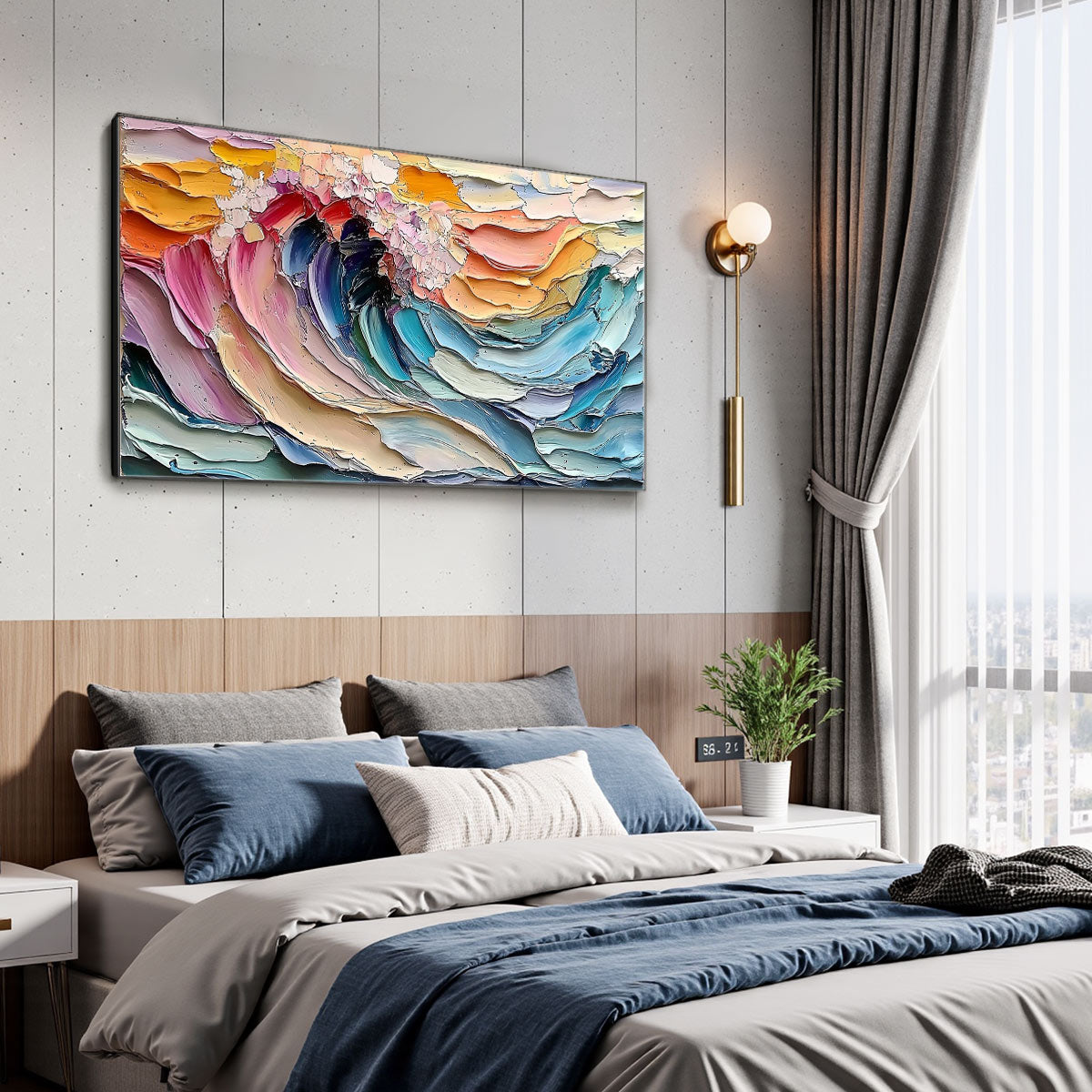 CRESTING WAVE: Textured Impasto Ocean Wave Oil Painting