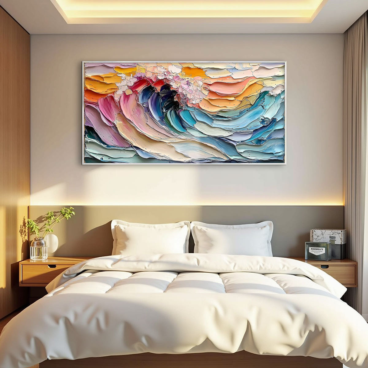 CRESTING WAVE: Textured Impasto Ocean Wave Oil Painting