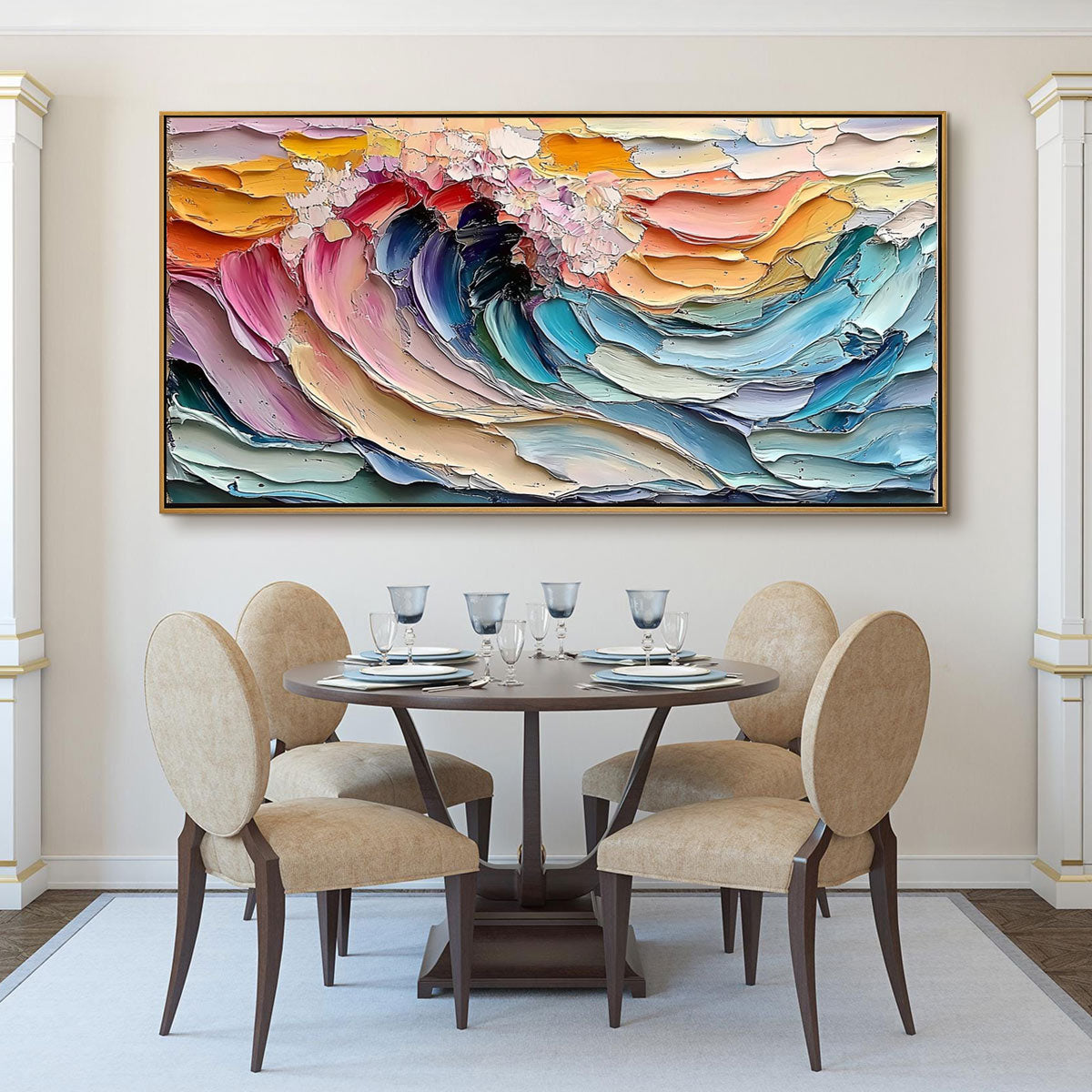 Cresting Wave: Original Impasto Ocean Wave Oil Painting - Colorful Seascape Wall Art