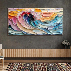 Cresting Wave: Original Impasto Ocean Wave Oil Painting - Colorful Seascape Wall Art