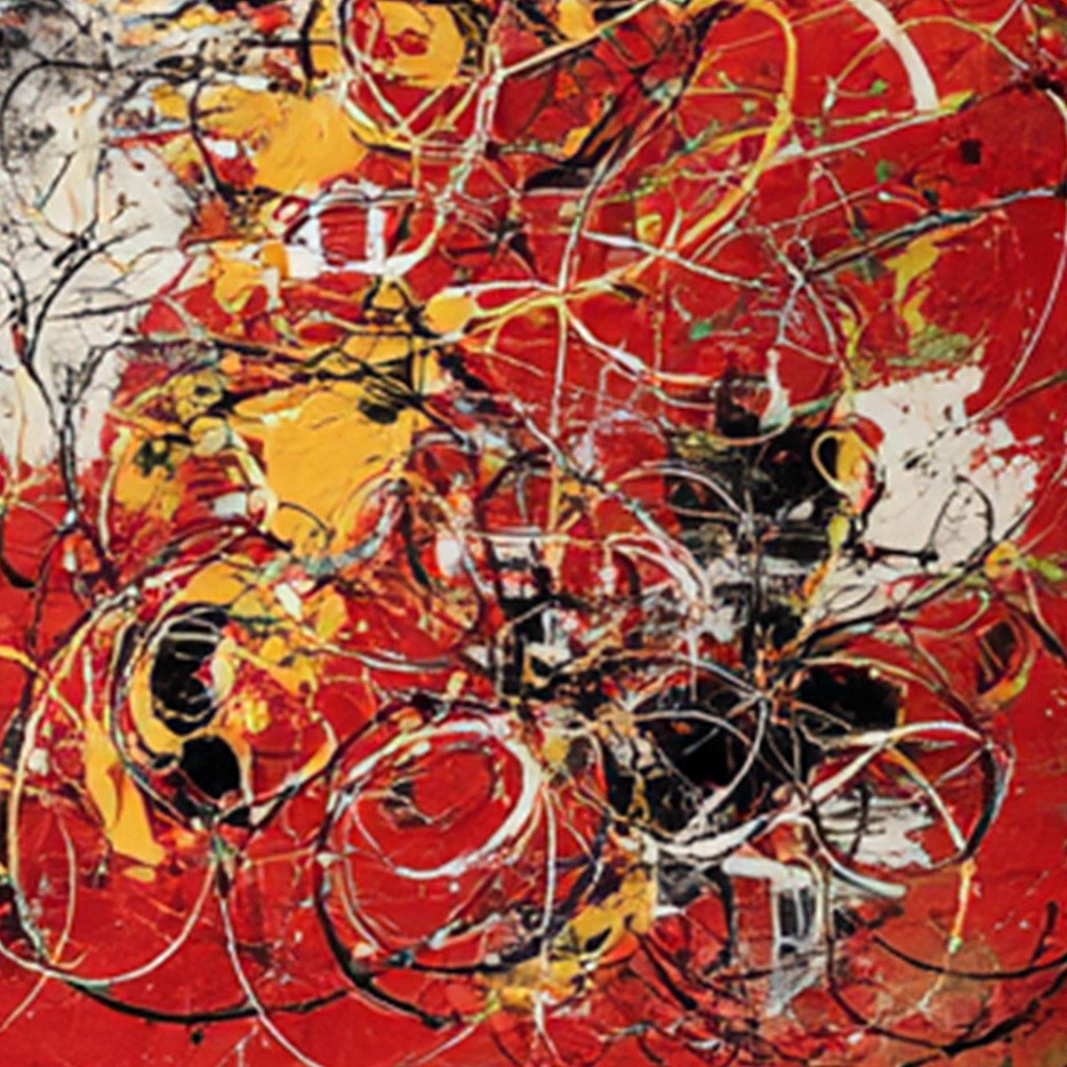 CRIMSON CHAOS: Large Vertical Red and Black Abstract Action Painting