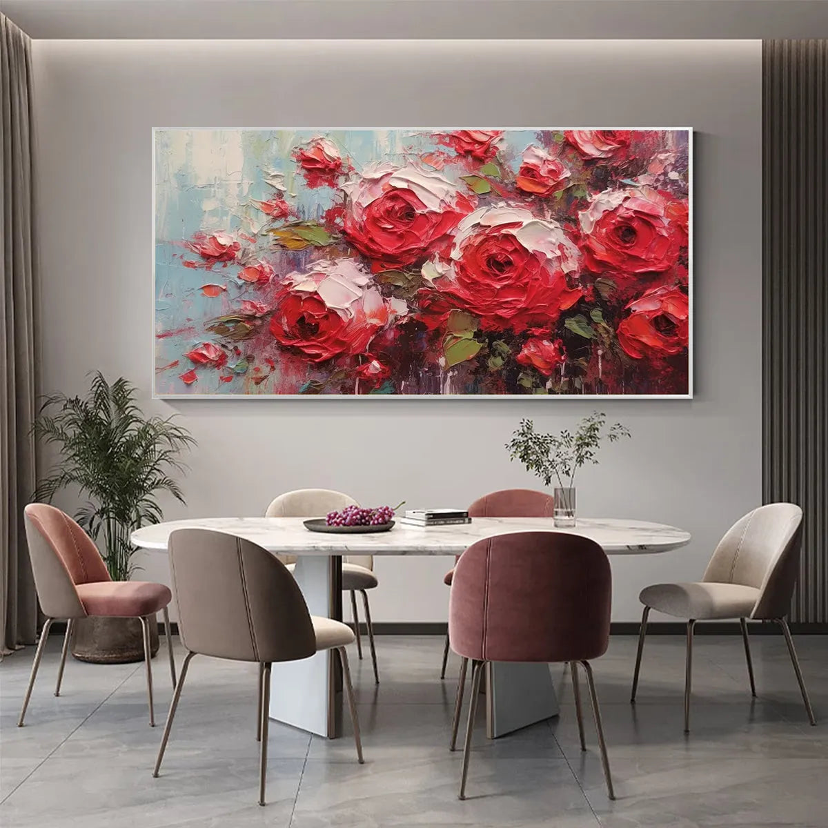 CRIMSON RHAPSODY: Impasto Red Rose Painting