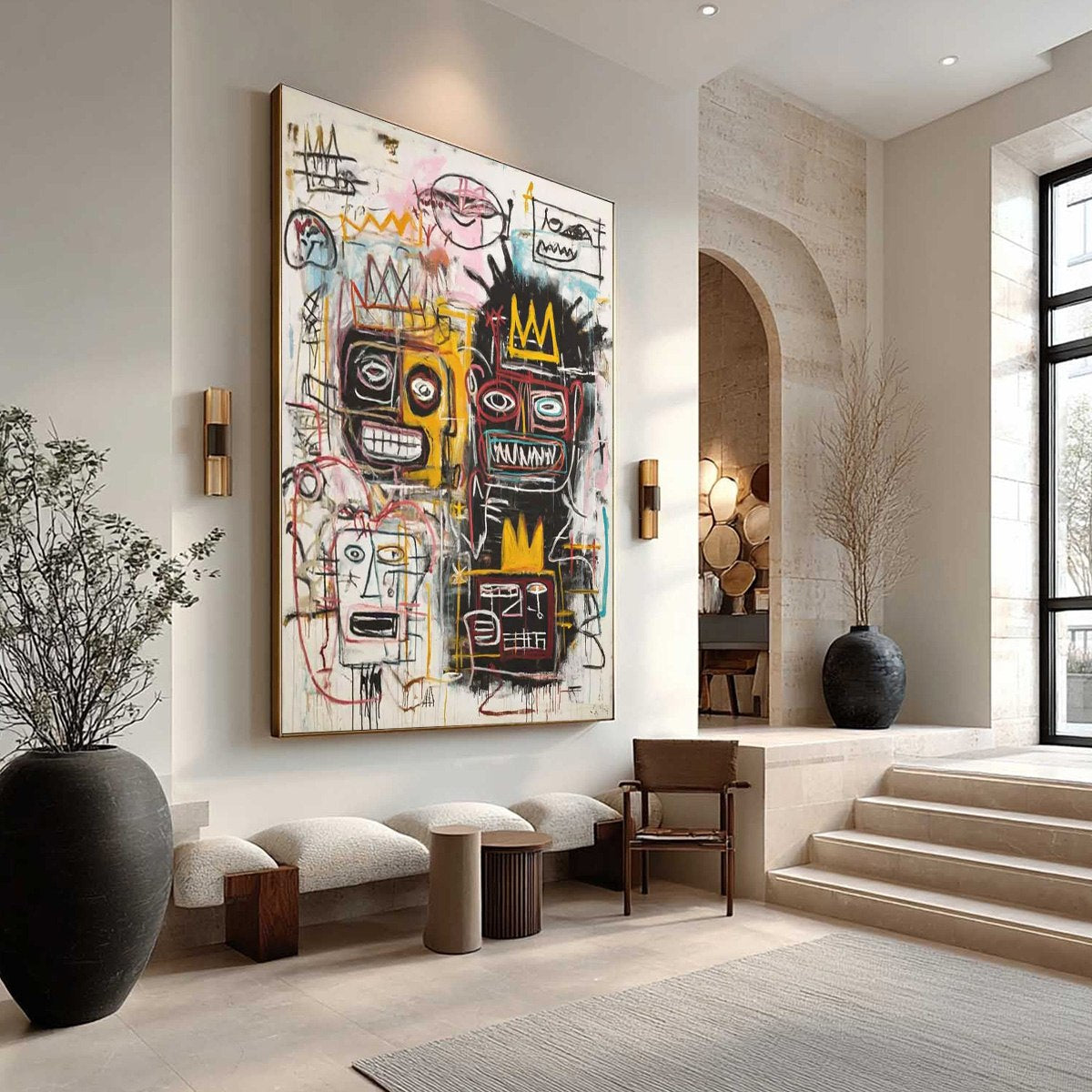 CROWNED FIGURES: Graffiti-Style Portrait Oil Painting